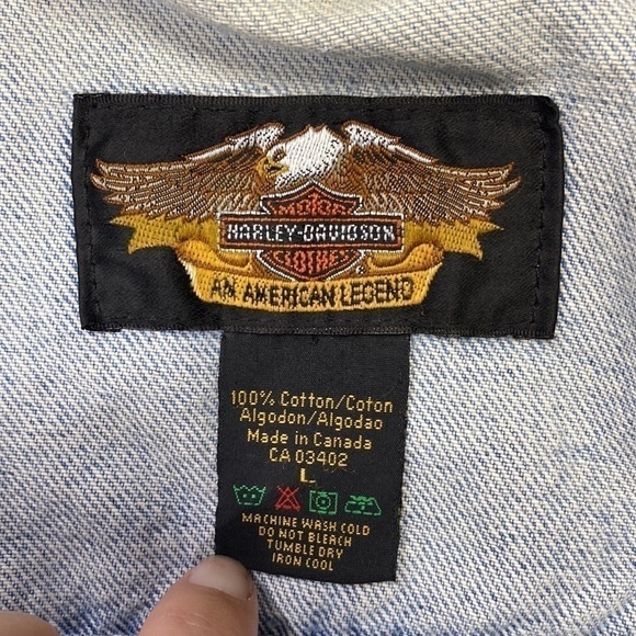 Vintage Harley Davidson Biker Denim Button Front Jacket Size Large - Picture 4 of 9